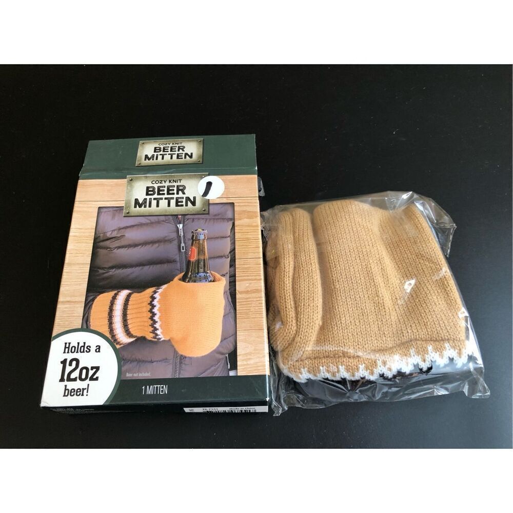 New Premier Finds Cozy Knit Beer Mitten Koozie Sweater Stay Warm Holds 12 Oz